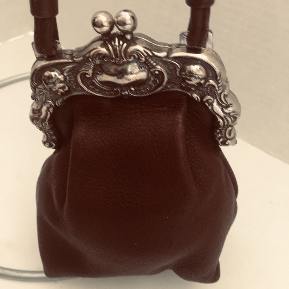 Brighton One World” brown leather metal crossbody